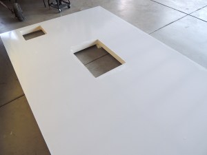 Laid Roof Panel on Floor to Prepare for Edge Champher