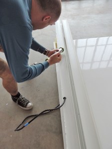 Applying Adhesive for Roof Bond (Note Wiring)