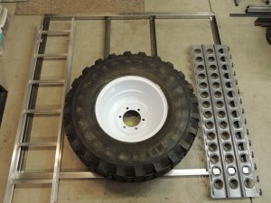 Fit Checked Tire Ladder and Sand Plates on Tire Mount Frame