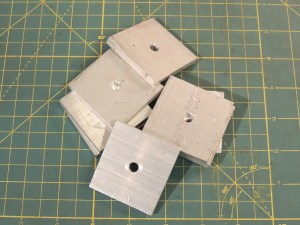 Fabricated aluminum large area washers for roof rack box mount