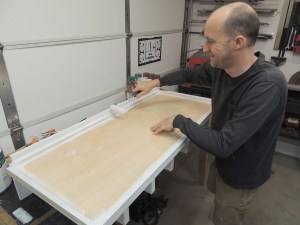 Applied first coat of paint to headboard-cubby assembly