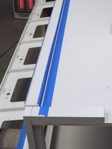 Bonded trim on side of kitchen pantry