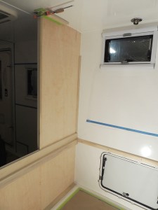 Dry fit, masked, prepped, bonded, screwed, and assembled bed wall into habitat