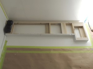 Dry fit, masked, prepped, bonded, screwed, and installed kitchen cabinet riser