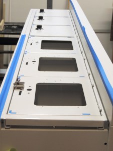 Installed locks on upper 3 pantry doors and latches on lower 3 pantry doors