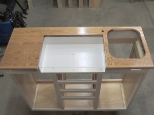 Masked and Painted Under Counter Riser and Masked and Urethaned Countertop