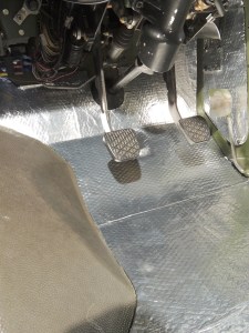 Templated and Applied Sound Deadening Mat to Cab Floor and Firewall