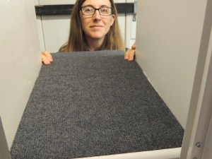 Applied self-adhesive carpet to inside of kitchen pantry