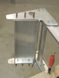 Fabricated and installed ladder upper bracket and top step