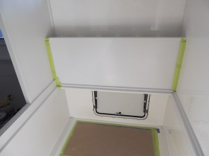 Fit checked, masked, prepped, bonded, and screwed headboard-cubby assembly