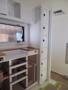 Masked, prepped, bonded, and screwed kitchen pantry