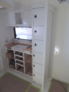 Masked, prepped, bonded, and screwed kitchen pantry