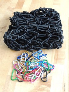 Received bungee cargo net and carabiners