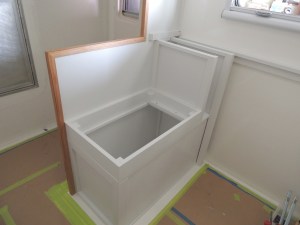 Test fit, masked, prepped, and bonded forward bench riser