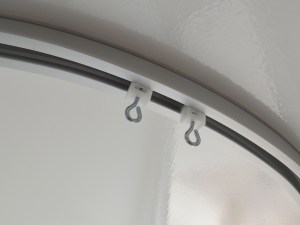 Cut, fit, and installed shower curtain track over shower