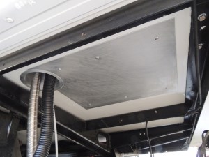 Fabricated and installed heat shield for heater on underside of habitat