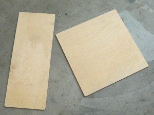 Measured and cut plywood for seat backs