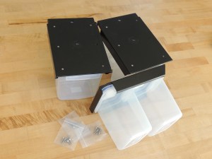 Received overhead storage bins (for under bed)