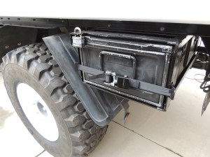 Installed anti-rattle straps on under subframe storage boxes