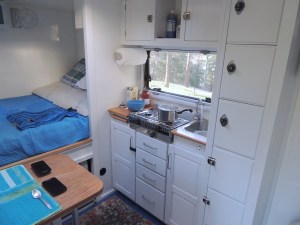 Cooking dinner during first test trip