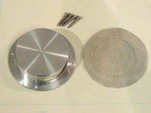 Cut stainless steel screen for toilet vent fan splash guard