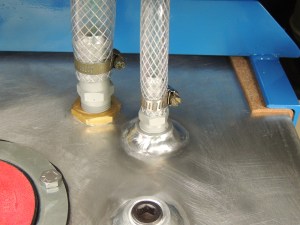 Installed gray water tank vent tube