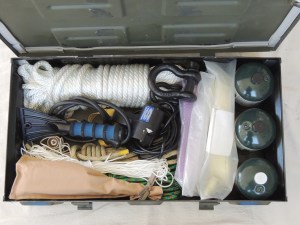 Packed under subframe storage boxes