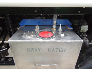 Plumbed kitchen sink to gray water tank